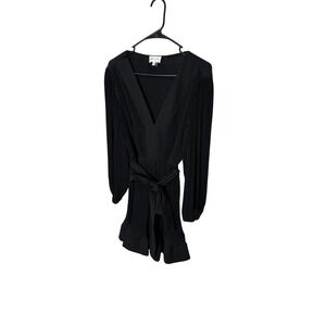 Milly Black‎ Liv  Mini Dress Long Sleeve Waist Tie Size 4